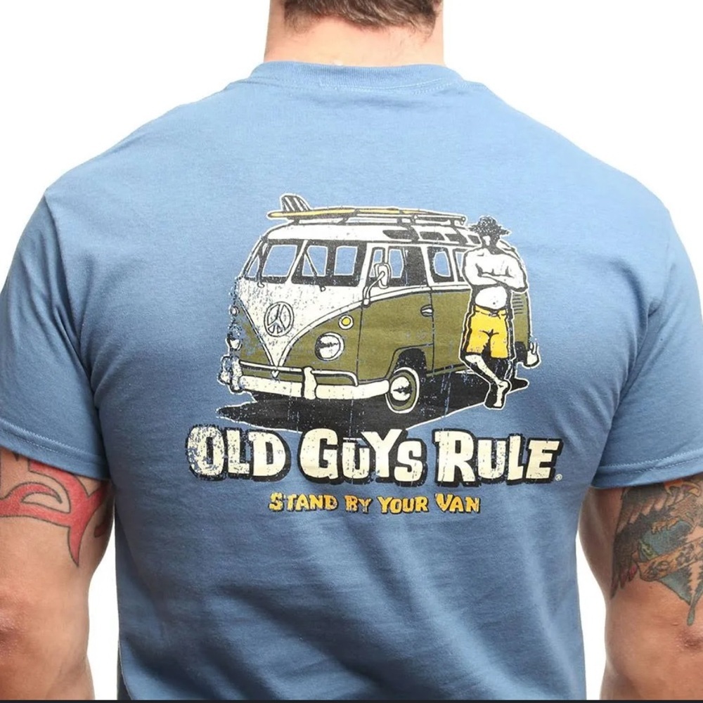 Old Guys Rule Blue VW Van T-Shirt Men’s XL